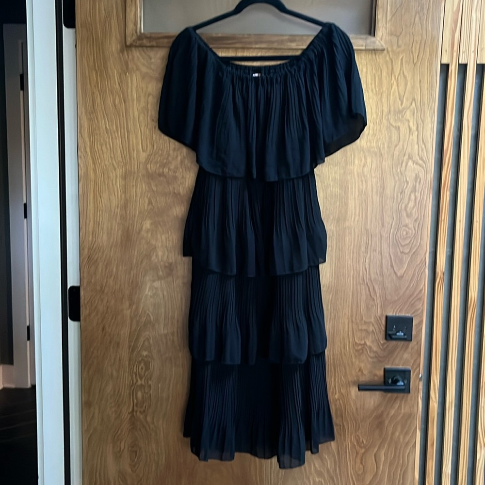 Women’s Off The Shoulder Ruffle Summer Chifon Party Dress Black